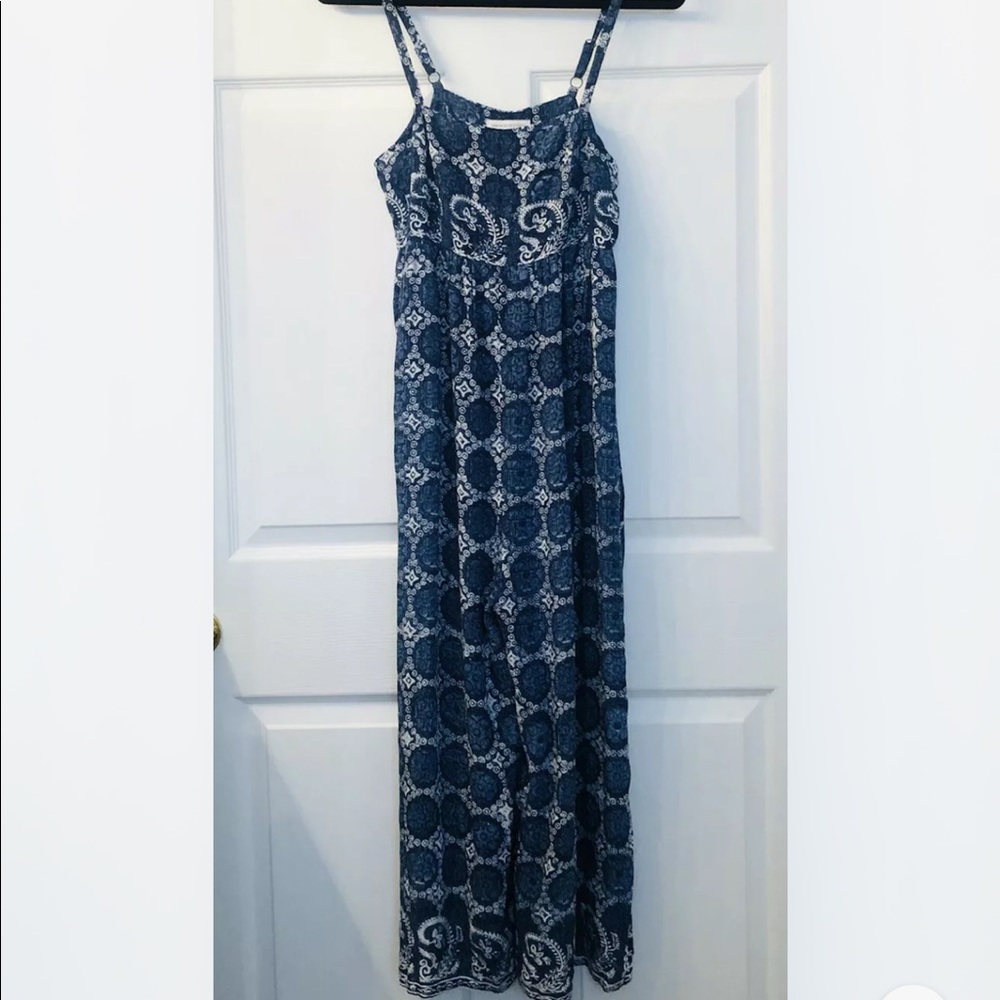 Urban Outfitters Blue Motif Cropped Romper